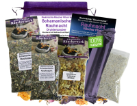 Rauhnächte räuchern 8-tlg Räucherset SCHAMANISCHE RAUHNACHT 2x 20-Kräuter Räuchermischungen, Weihrauch & Myrrhe, Anleitung, Rauhnachtfibel, Täschchen.