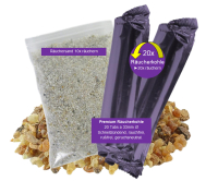 Räucherkohle in Premium Qualität (rauchfrei, rußfrei, schnellzündend, geruchsneutral) 10 Tabs a 33mm Ø und Räuchersand zum 10x räuchern z.B. für energetische Hausreinigung und Rauhnächte.