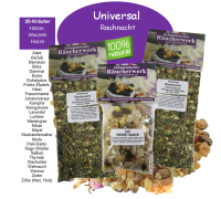Rauhnächte Räucherwerk UNIVERSAL RAUHNACHT 2x 20-Kräuter Räuchermischungen a 120ml und 50ml RÄUCHERMISCHUNG Reine Harze Weihrauch, Myrrhe, Dammar, Styrax, Benzoe, Fichtenharz uvm. zum räuchern. 3x Räuchermischungen in wiederverschließbaren Beuteln.