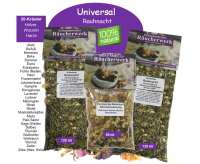 Rauhnächte Räucherwerk UNIVERSAL RAUHNACHT 2x 20-Kräuter Räuchermischungen a 120ml und 50ml Reinigungsweihrauch Weihrauch, Myrrhe, Styrax, Drachenblut zum räuchern. 3x Räuchermischungen in wiederverschließbaren Beuteln.