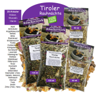 2x 120ml Großpackungen Räuchermischung mit 20 Kräutern Hölzern Harzen Räucherwerk. 2x 50ml Reinigungs-Weihrauch mit Weihrauch, Styrax, Myrrhe und Drachenblut für alle Rauhnächte und Dreikönige.