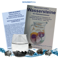 Edelschungit 50g WASSERSTEINE SET echte EDELSTEINE zur Wasseraufbereitung für EDELSTEINWASSER Mit Täschchen, Beschreibung, ANLEITUNG, Wasserstein-Lexikon.