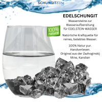 Edelschungit 50g WASSERSTEINE SET echte EDELSTEINE zur Wasseraufbereitung für EDELSTEINWASSER Mit Täschchen, Beschreibung, ANLEITUNG, Wasserstein-Lexikon.