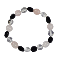 Turmalin schwarz + Bergkristall + Rosenquarz Edelstein Schmuck Armband. Gegen negative Energien + COMPUTER- HANDY-STRAHLEN + ELEKTROSMOG