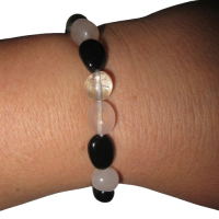 Turmalin schwarz + Bergkristall + Rosenquarz Edelstein Schmuck Armband. Gegen negative Energien + COMPUTER- HANDY-STRAHLEN + ELEKTROSMOG