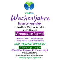 Wechseljahre Komplex VEGAN 360 Kapseln, Menopause Formel, Hormon Balance für Frauen ab 40