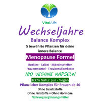Wechseljahre Komplex VEGAN 720 Kapseln, Menopause Formel, Hormon Balance für Frauen ab 40