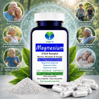 Magnesium Top 3-fach KOMPLEX rein organisch 120 Pulver Kapseln vegetarisch ohne Zusatzstoffe.