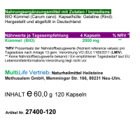 Verdauung anregen NATÜRLICHER Verdauungshelfer KÜMMEL 120 Verdauungs-Kapseln