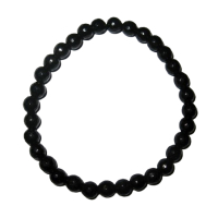 Turmalin schwarz AURASCHUTZ Armband 6mm Kugeln facettiert (elastisch) für Schutz, Auraschutz.
