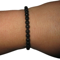 Turmalin schwarz AURASCHUTZ Armband 6mm Kugeln facettiert (elastisch) für Schutz, Auraschutz.