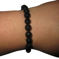Turmalin schwarz AURASCHUTZ Armband 8mm Kugeln facettiert (elastisch) für Schutz, Auraschutz.