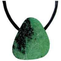 Zoisit Anhänger gebohrt ca. 2-3cm mit Band & Zertifikat