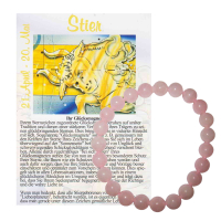 Rosenquarz 8mm Sternzeichen Kugelarmband Stier