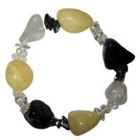 Auraschutz Armband aus Bergkristall Turmalin Hämatit und Jade gelb