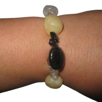 Auraschutz Armband aus Bergkristall Turmalin Hämatit und Jade gelb
