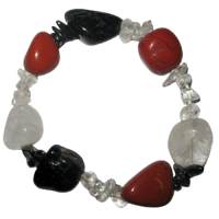 Auraschutz Armband aus Bergkristall Turmalin Hämatit und Jaspis rot
