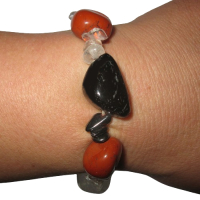 Auraschutz Armband aus Bergkristall Turmalin Hämatit und Jaspis rot
