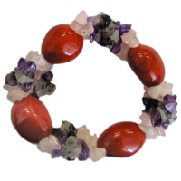 Chakra Harmonie Armband mit Jaspis Amethyst Rosenquarz und Turmalin