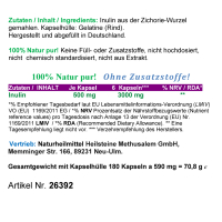 Inulin aus der Zichorie-Wurzel 180 Pulver Kapseln