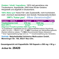 Traubenkern OPC 180 Pulver Kapseln NATUR pur OHNE Zusatzstoffe