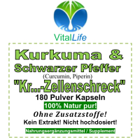 Kurkuma & Schwarzer Pfeffer 180 Pulver Kapseln