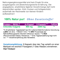 Chlorella Vulgaris Superfeine Algen 180 Pulver Kapseln