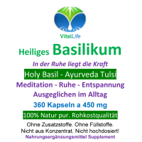 Basilikum Holy Basil Ayurveda Tulsi 360 Kapseln