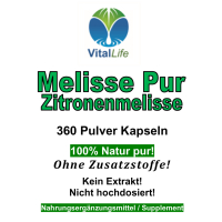 Melisse Zitronenmelisse 360 Kapseln NERVENKRAUT FRAUENWOHL HERZTROST 100% NATUR PUR - OHNE Zusatzstoffe!