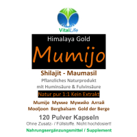 Mumijo Shilajit 120 Kapseln Maumasil Resin - GOLD des HIMALAYA - 100% NATUR pur. OHNE Zusatzstoffe!