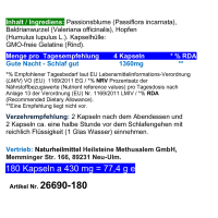 Passionsblume, Baldrian & Hopfen, Gute Nacht, 180 Pulver Kapseln