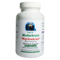 MUTTERKRAUT 180 Kapseln Migränekraut nach HILDEGARD VON BINGEN bei Kopfgewitter NATURDOSIERT = 100% NATUR pur. OHNE ZUSATZSTOFFE.