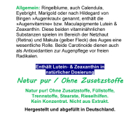 Ringelblume Sehkraft 120 Kapseln Augen-Vitamine Augenkraut Augenpflege Augendank Calendula - OHNE ZUSATZSTOFFE.