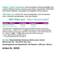 Artischocke Leberpflanze 120 Pulver Kapseln