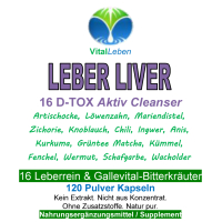 Leber Liver 16 Reinigungskräuter 120 Pulver Kapseln