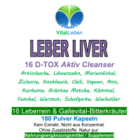 Leber Liver 16 Reinigungskräuter 180 Pulver Kapseln