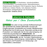 Leber Liver Bitterstoffe & Bitterkräuter Komplex 180 Kapseln 16 Leberkräuter NATUR pur Keine Extrakte OHNE ZUSATZSTOFFE.