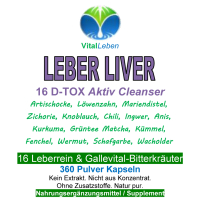 Leber Liver 16 Reinigungskräuter 360 Pulver Kapseln