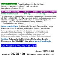 TEUFELSKRALLE Wurzel 120 Kapseln Devils Claw Afrikanische Klette. 100% NATUR pur [OHNE ZUSATZSTOFFE]