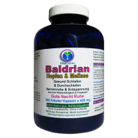 SCHLAF GUT 360 Gute NACHT Kapseln 100% NATUR pur - BALDRIAN + HOPFEN + MELISSE - Nerven beruhigen - entspannen - gesund schlafen [ohne ZUSATZSTOFFE]