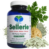 SELLERIE 120 Kapseln Selleriewurzel Schale Blätter Stängel nach Hildegard von Bingen. 100% NATUR pur. OHNE ZUSATZSTOFFE.