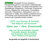 GRANATAPFEL 120 Kapseln Saft & Kerne 40% MEGA ANTIOXIDANTIEN, Ellagsäure, Polyphenole uvm. Natürliches MULTI-Vitamin-Mineral SUPERFOOD. KEIN EXTRAKT. KEIN SAFTPULVER. Nicht künstlich hochdosiert. 100% Natur pur. OHNE ZUSATZSTOFFE.