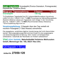 GRANATAPFEL 120 Kapseln Saft & Kerne 40% MEGA ANTIOXIDANTIEN, Ellagsäure, Polyphenole uvm. Natürliches MULTI-Vitamin-Mineral SUPERFOOD. KEIN EXTRAKT. KEIN SAFTPULVER. Nicht künstlich hochdosiert. 100% Natur pur. OHNE ZUSATZSTOFFE.