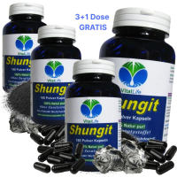 Schungit Edelschungit Elite Shungite 720 (4x180) Kapseln Premium Qualität aus der Zazhoginskij-Mine Karelien. OHNE ZUSATZSTOFFE ►3+1 Dose GRATIS.