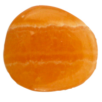 Orangencalcit Schlaf-Stein mit Täschchen und Beschreibung ca. 3-5cm