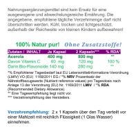 Acerola Kirsche 100% NATÜRLICHES VITAMIN C 120 Pulver Kapseln - NATUR pur!