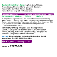 Beruhigung Pur 6 Kräuter 360 Pulver Kapseln