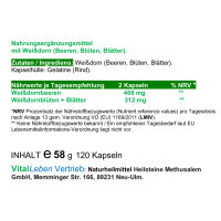 WEISSDORN Weißdorn Wirkung NATUR pur 120 Kapseln HERZKRAUT HERZ & KREISLAUF in SCHWUNG [BLÄTTER + BLÜTEN + BEEREN] NICHT Hochdosiert [OHNE Zusatzstoffe]