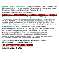 KOREA weißer PANAX GINSENG C.A. Meyer 360 Pulver Kapseln. OHNE ZUSATZSTOFFE 100 % Natur pur ca. 20 % Ginsenoside. Traditionell geschätzt für Vitalität, Fokus & Ausdauer.