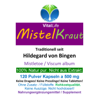 MISTEL Mistelkraut Mistletoe 120 Pulver Kapseln [OHNE Zusatzstoffe]